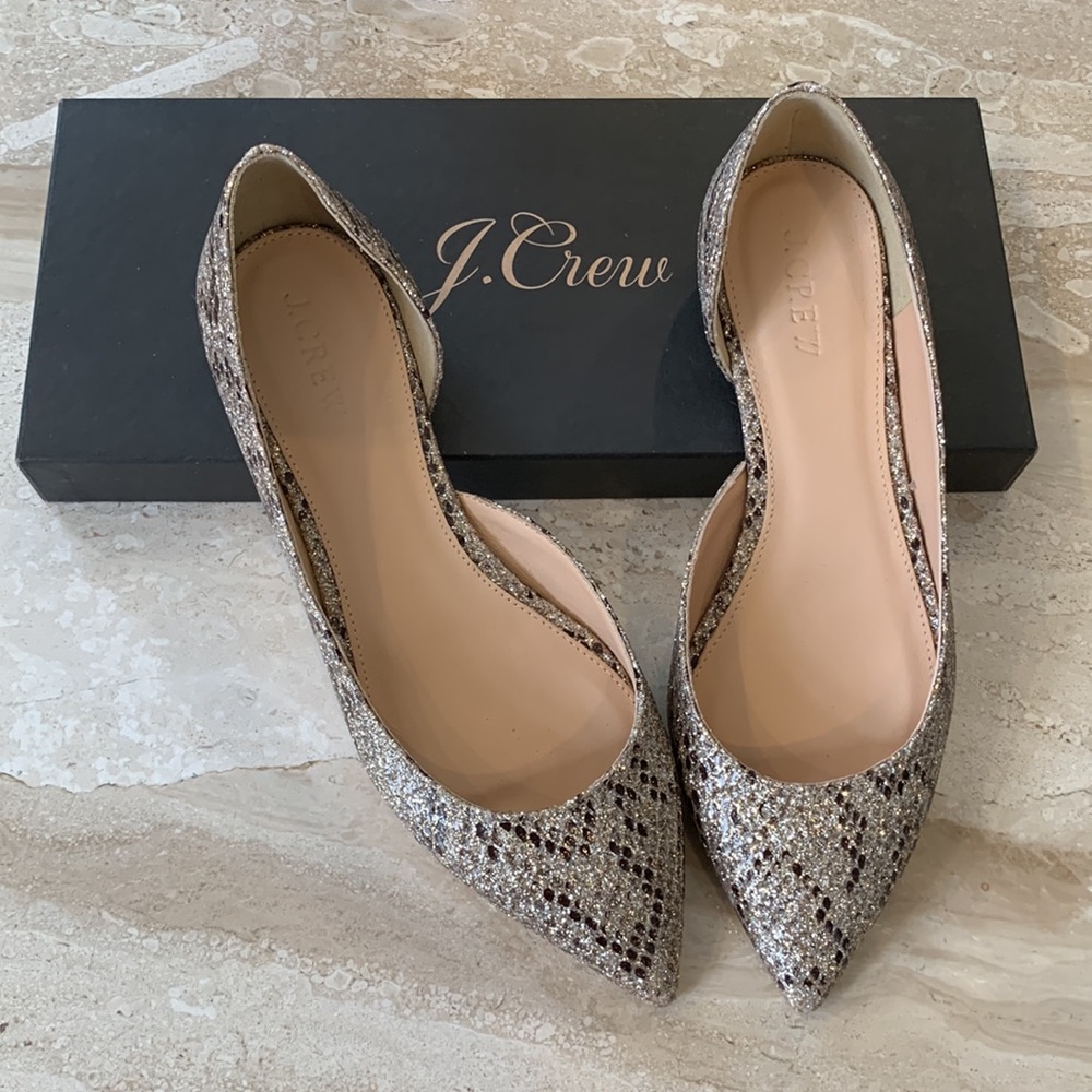 J. Crew Audrey Glitter Flats NWT